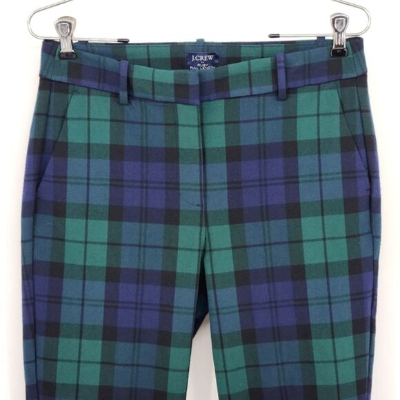 J Crew Ruby Dress Pants Womens Size 4 Straight Leg Black Watch Plaid Work Office - Picture 2 of 11